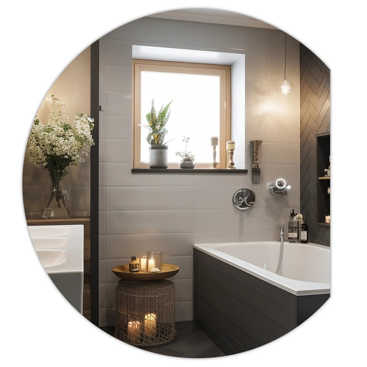 Tutumi LED Tükör 80x70 cm YH-3355, Keret nélkül, Félkör