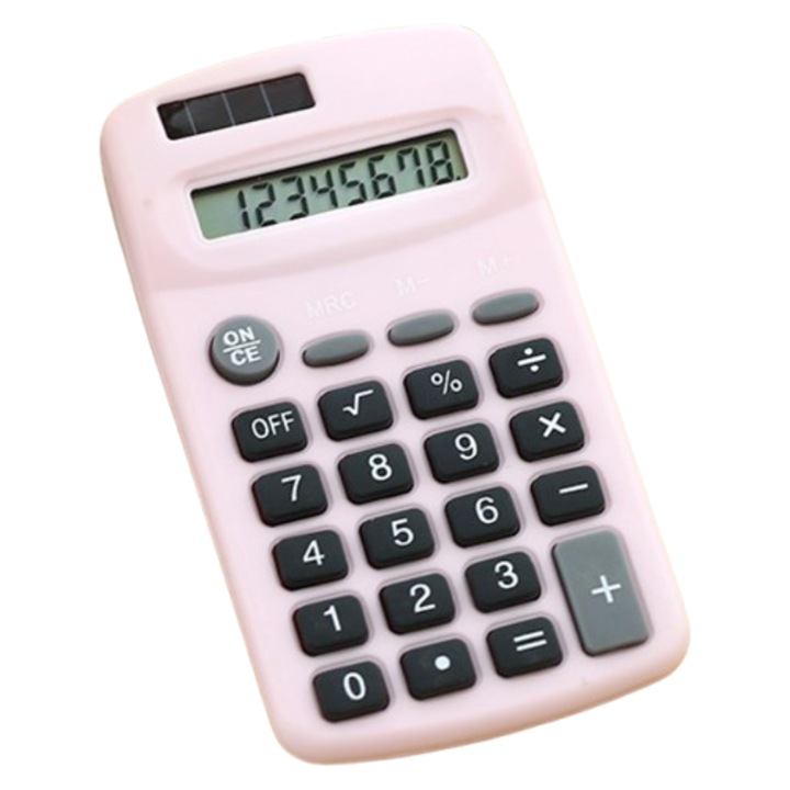 Calculator de birou mic, roz, 8 cifre, solar, portabil