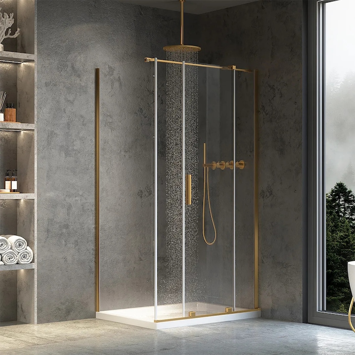 Cabina De Dus De Colt Montana Rea, Aur Periat, Sticla, 140X90