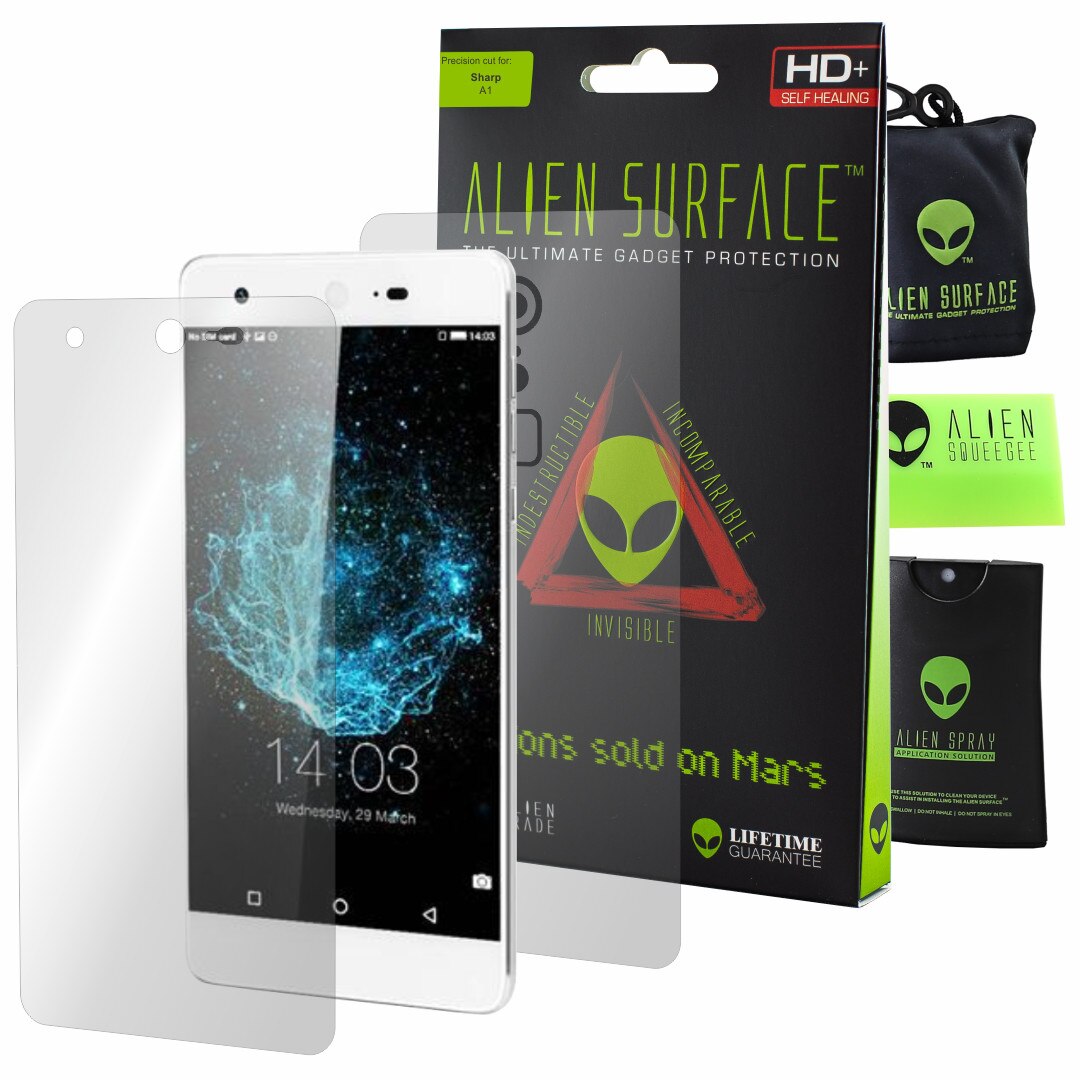 Folie Alien Surface HD, Sharp A1, protectie ecran, spate + Alien Fiber Cadou