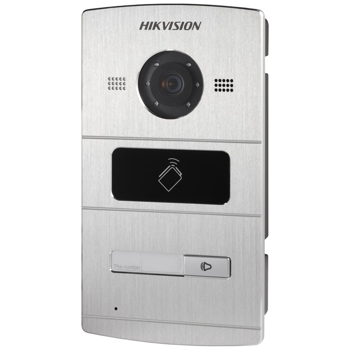 Post videointerfon color Hikvision, 1.3MP, aluminiu, 25fps, 2 canale interioare