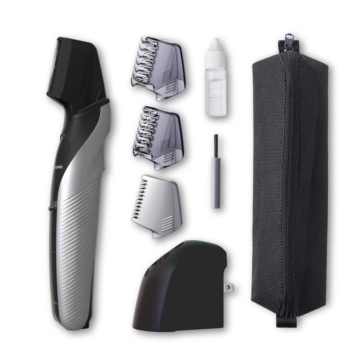 Trimmer pentru parul corporal Panasonic ER-GK60-S503, lavabil, accesoriu pentru zone sensibile, Argintiu