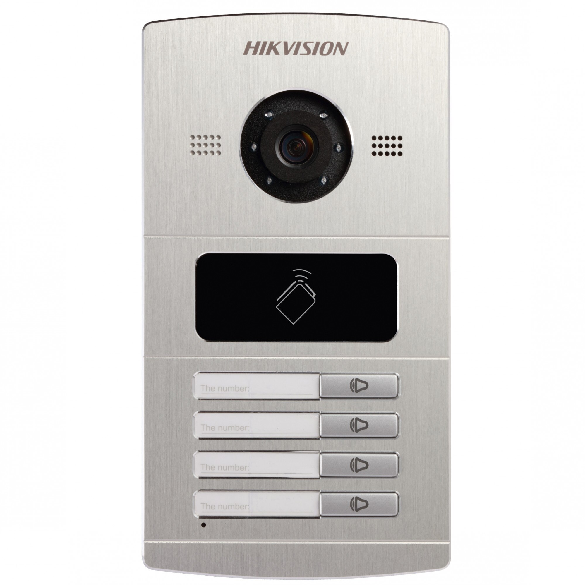 Post videointerfon color Hikvision, 1.3MP, aluminiu, 25fps, 4 canale interioare