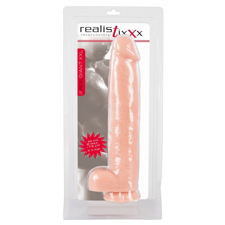 Dildo mare realist, Realistixxx, 42cm, 5,5-7,6cm, cu ventuza
