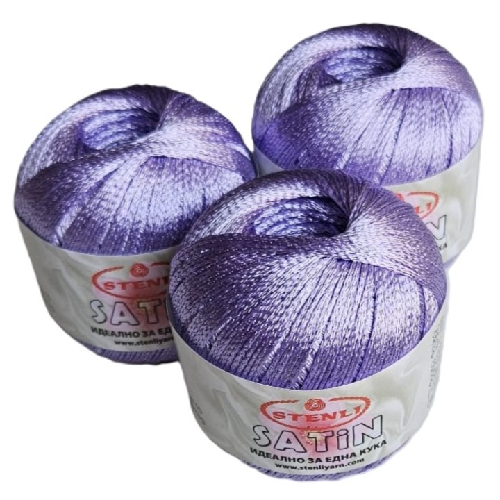 Set 3 buc fir textil Stenli Satin mov - cod 450, 50g/160m