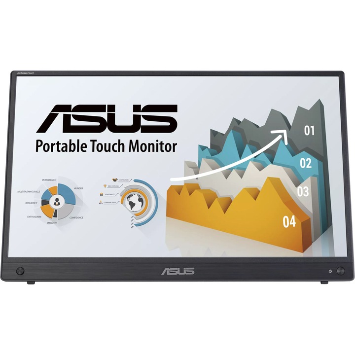 Monitor ASUS ZenScreen Touch MB16AMTR, 15,6", LED, érintőképernyő, 1920 x 1080, USB Type-C DisplayPorttal, 1x Audio Out, 1x Micro HDMI, 1x USB 3.2 Type-C, Beépített hangszórók 2x1W