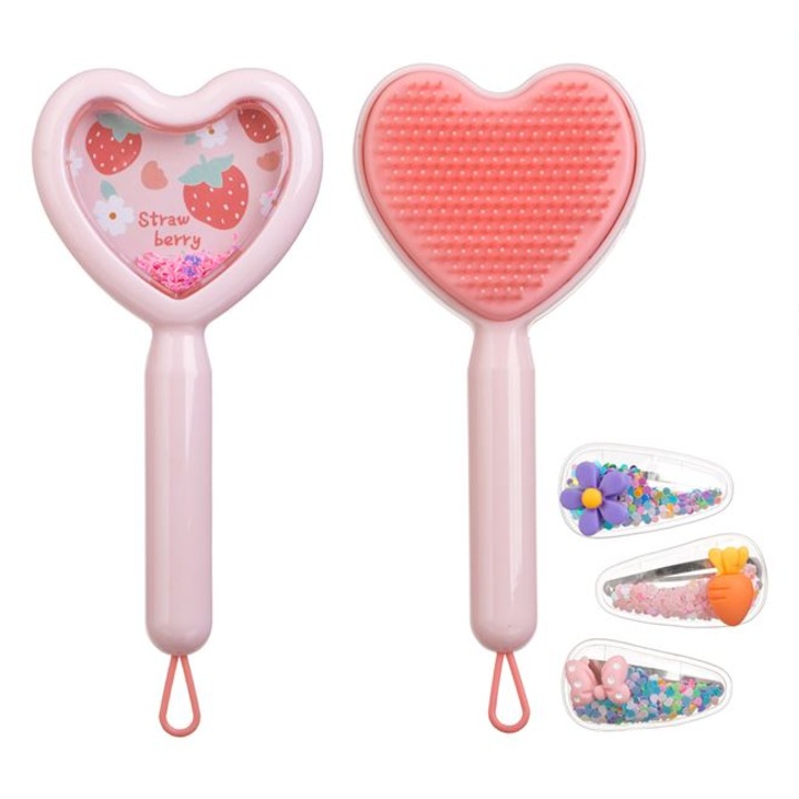 Set Coafat Perie Par Roz Inima & 3 Clame Par