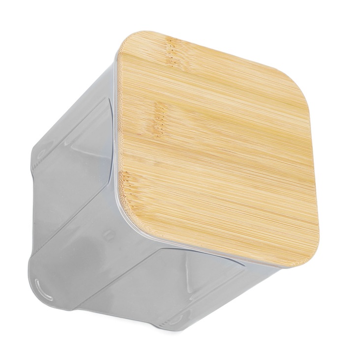 Set recipient cu capac din bambus, recipiente etanse din fier alb, cu sigiliu din silicon pentru cereale, cereale, boabe de cafea, ceai de flori, produse uscate, cresterea rutinei si spatiului de gatit (pachet de 3)