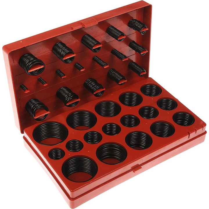 Set 419 Garnituri Hidraulice de Cauciuc O-Ring, Ideale Pentru Masini, Utilaje, Instalatii sub Presiune, Negre, BiXXBi Tools