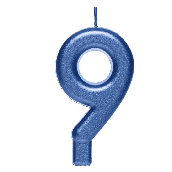 Метална синя свещ за рожден ден No.9