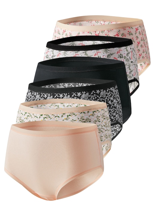 Noi antibakterialis bugyi, DryFlo, 6 par, rugalmas, kenyelmes viselet, pamut, szines viragok, Többszínű