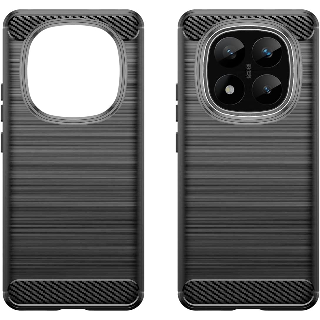 Husa protectie Mat-Tech compatibila cu Xiaomi Redmi Note 14 Pro 5G / Note 14 Pro Plus 5G, Textura Carbon, Finisaj Mat, Anti-Shock, Rezistenta la impact, Negru