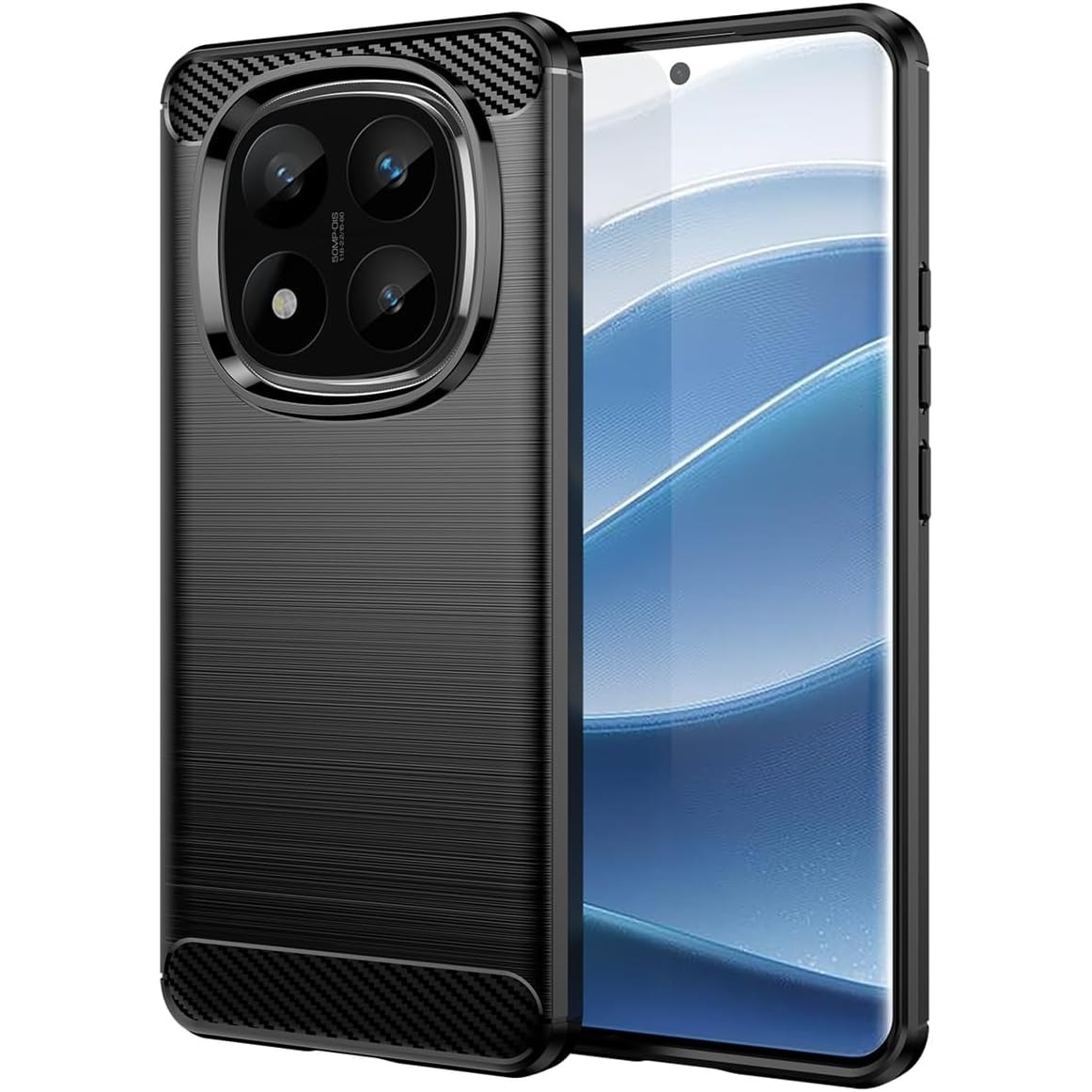 Husa protectie Mat-Tech compatibila cu Xiaomi Redmi Note 14 Pro 5G / Note 14 Pro Plus 5G, Textura Carbon, Finisaj Mat, Anti-Shock, Rezistenta la impact, Negru