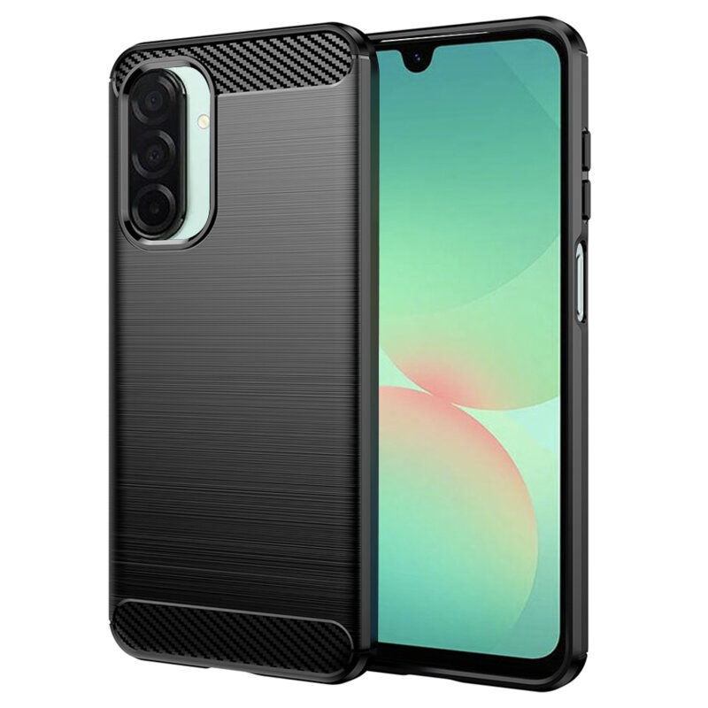 Husa protectie Mat-Tech compatibila cu Samsung Galaxy A26 5G, Textura Carbon, Finisaj Mat, Anti-Shock, Rezistenta la impact, Negru