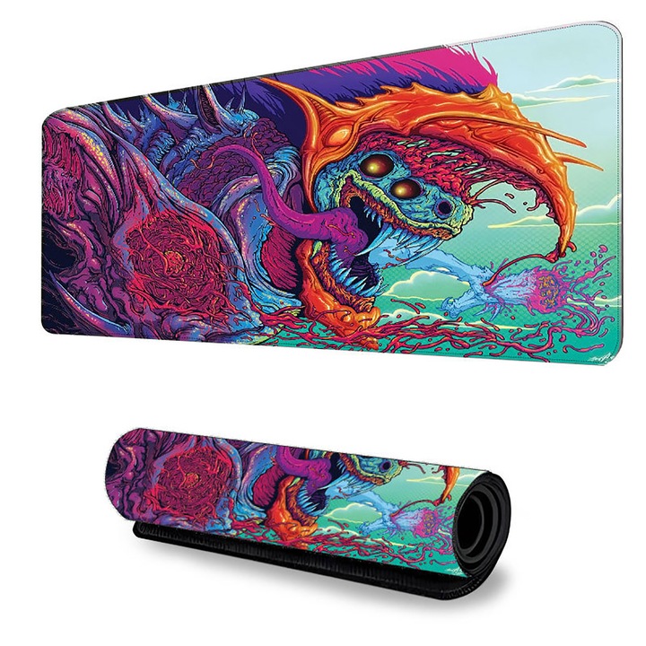 Mousepad Gaming, Camicour, 90 x 40 cm, baza antiderapanta, multicolor