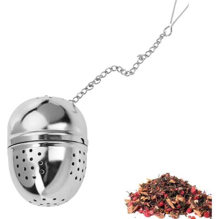 Infuzor pentru ceai din Otel Inoxidabil 304 Reutilizabil, AKESON® Bila de Condimente pentru Bucatarie & Ceai, Rezistent la Rugina - Argintiu