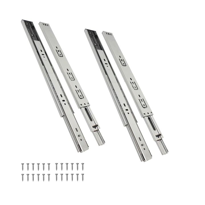 Set 2 Sina glisare cu bile si amortizare la inchidere pentru sertar, extensie totala, 500mm*45mm