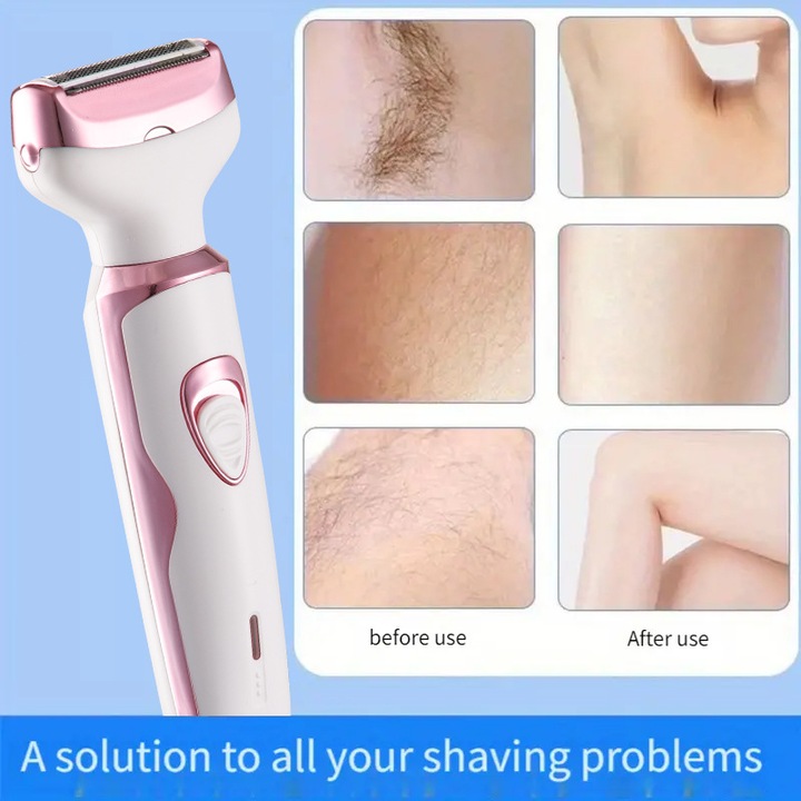 4 az 1-ben borotva gyorstöltéssel, több funkcióval, vízálló, fehér