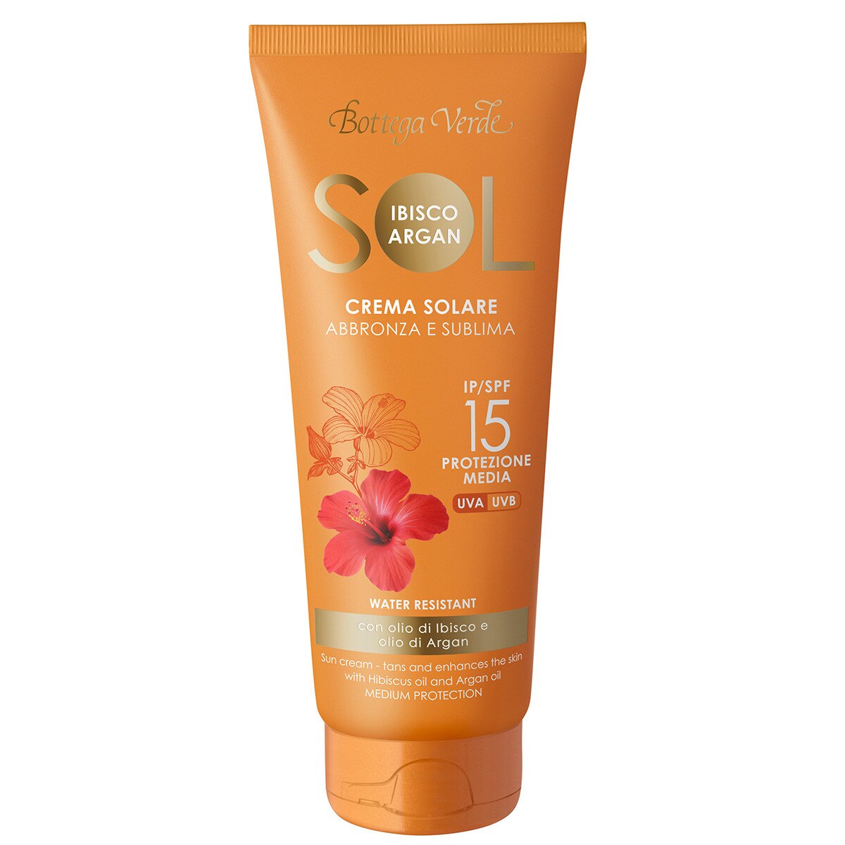 Crema pentru plaja cu ulei de hibiscus si argan - waterproof - Sol Ibisco e Argan, 200 ML, Bottega Verde