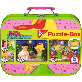 Set de 4 puzzleuri Schmidt pentru copii 2×60, 2×100 piese Bibi Blocksberg Set de 4 puzzleuri Schmidt pentru copii 2×60, 2×100 piese Bibi Blocksberg