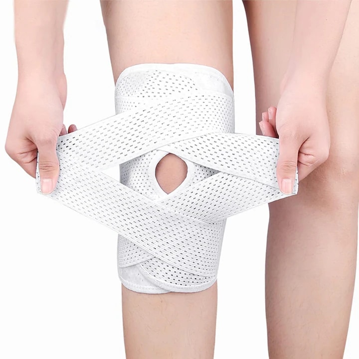 Proteza ortopedica Articulatia genunchiului profesionala, Dicollas®.protectia si sprijinul articulatiilor, meniscul, dureri la genunchi, stabilizator la genunchi in timpul activitatilor sportive, elasticitate, XL，Alb Unisex