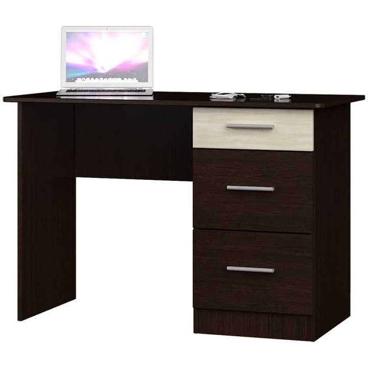 Birou Shkolnik-4, 3 sertare, Everest, wenge inchis, stejar lapte, 110 x 55 x 75 cm