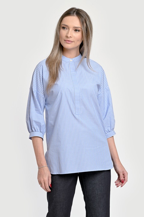 GIORGAL, Bluza cu dungi si maneci medii May, Albastru deschis