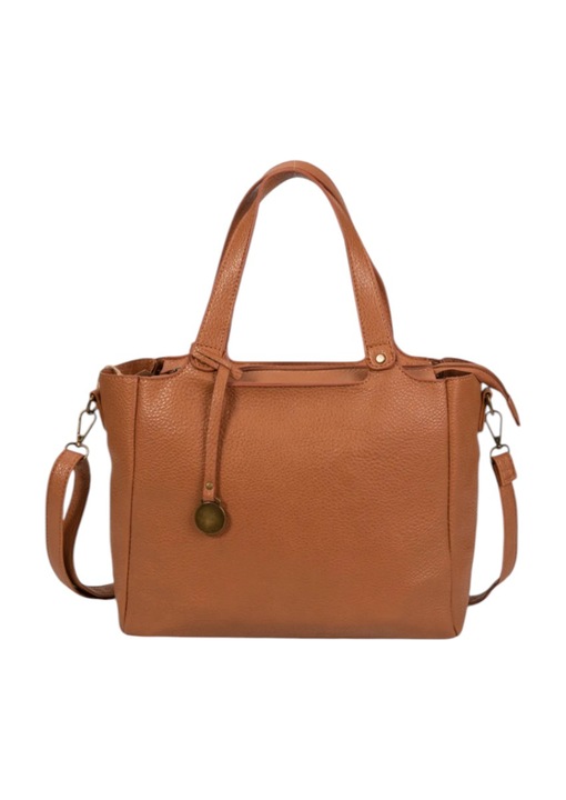 Елегантна и практична дамска чанта, екологична кожа R2500610999, кафява
