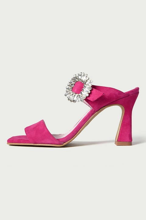 ALURA, Papuci din piele intoarsa cu toc inalt, Fucsia