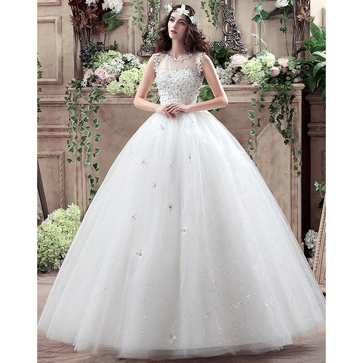 Rochie de mireasa cu flori 3D, 40
