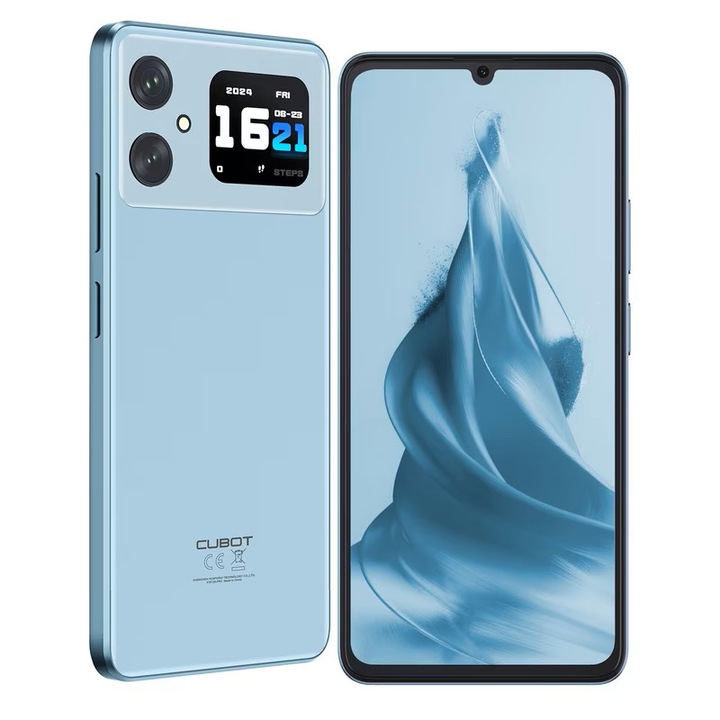 Мобилен телефон Cubot A20, син, 4G, 6.745" HD+ 90Hz, 12GB RAM (4GB + 8GB разширяема), 128GB ROM, Android 14, SC T616 Octa-Core, 48MP+16MP, NFC, OTG, Face ID, 5100mAh батерия, две SIM карти