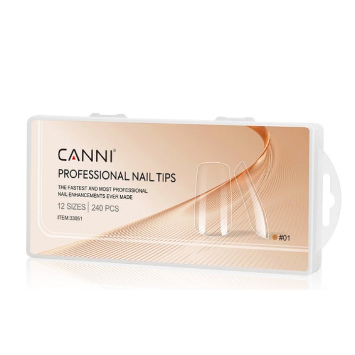 Гелови типсове Canni, Квадрат, 240 броя, 12 размера, Soft Gel Tips, 01