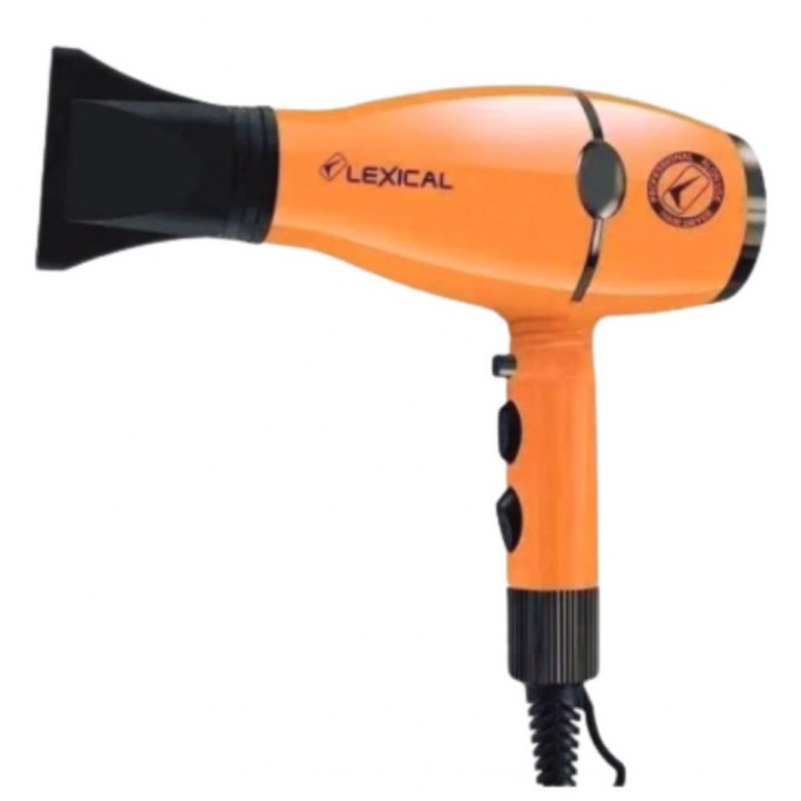 Сешоар за коса Lexical, 2000W, 2 скорости, Защита от прегряване, Размер: 30х10 сантиметра, Цвят: Оранжев
