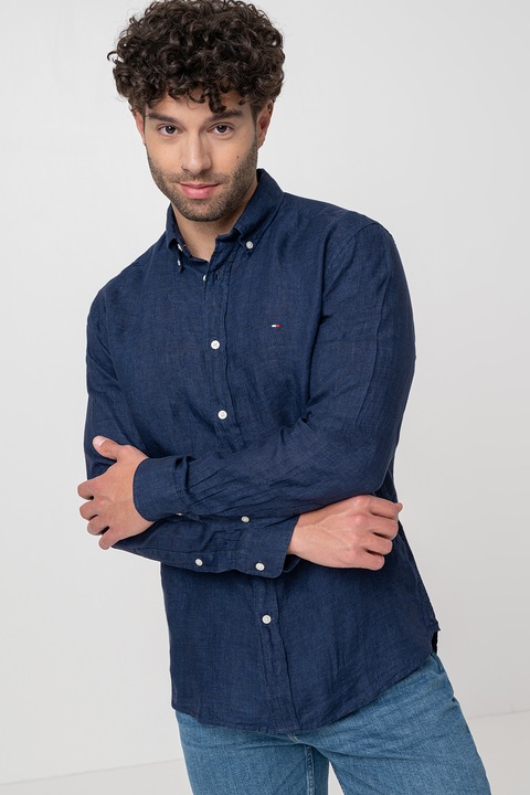 Tommy Hilfiger, Camasa de in cu guler fixat cu nasturi, Albastru ultramarin