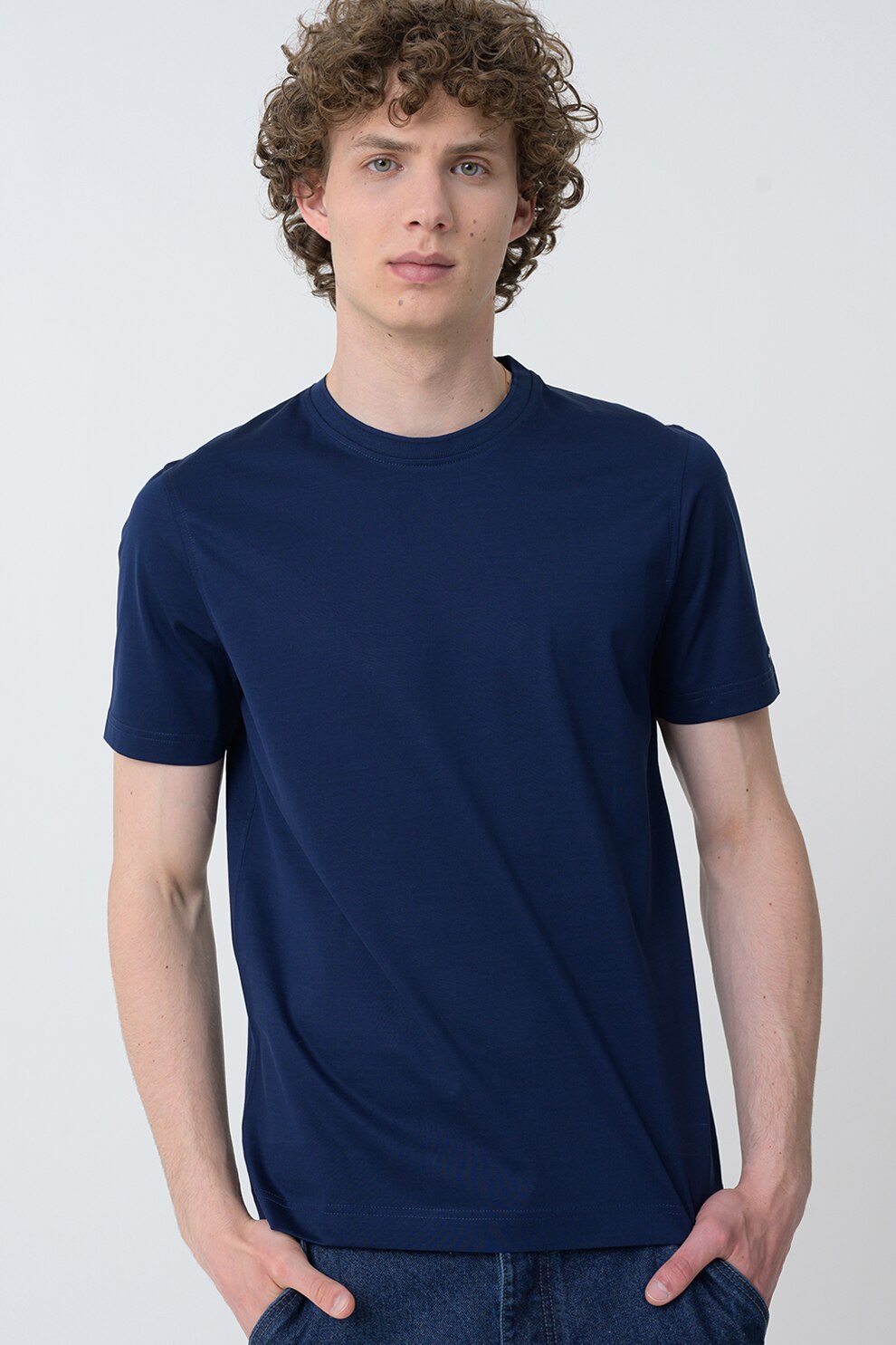 Tommy Hilfiger, Tricou din bumbac organic, Albastru inchis, M