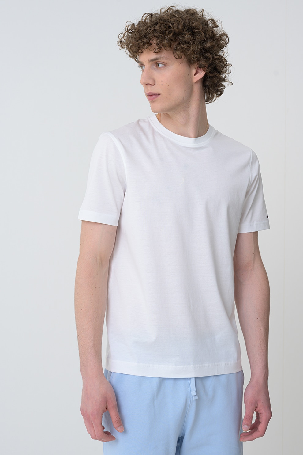 Tommy Hilfiger, Tricou din bumbac organic, Alb optic, XL