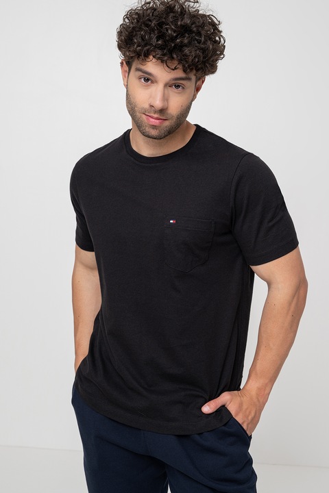 Tommy Hilfiger, Tricou de bumbac Essential, Negru