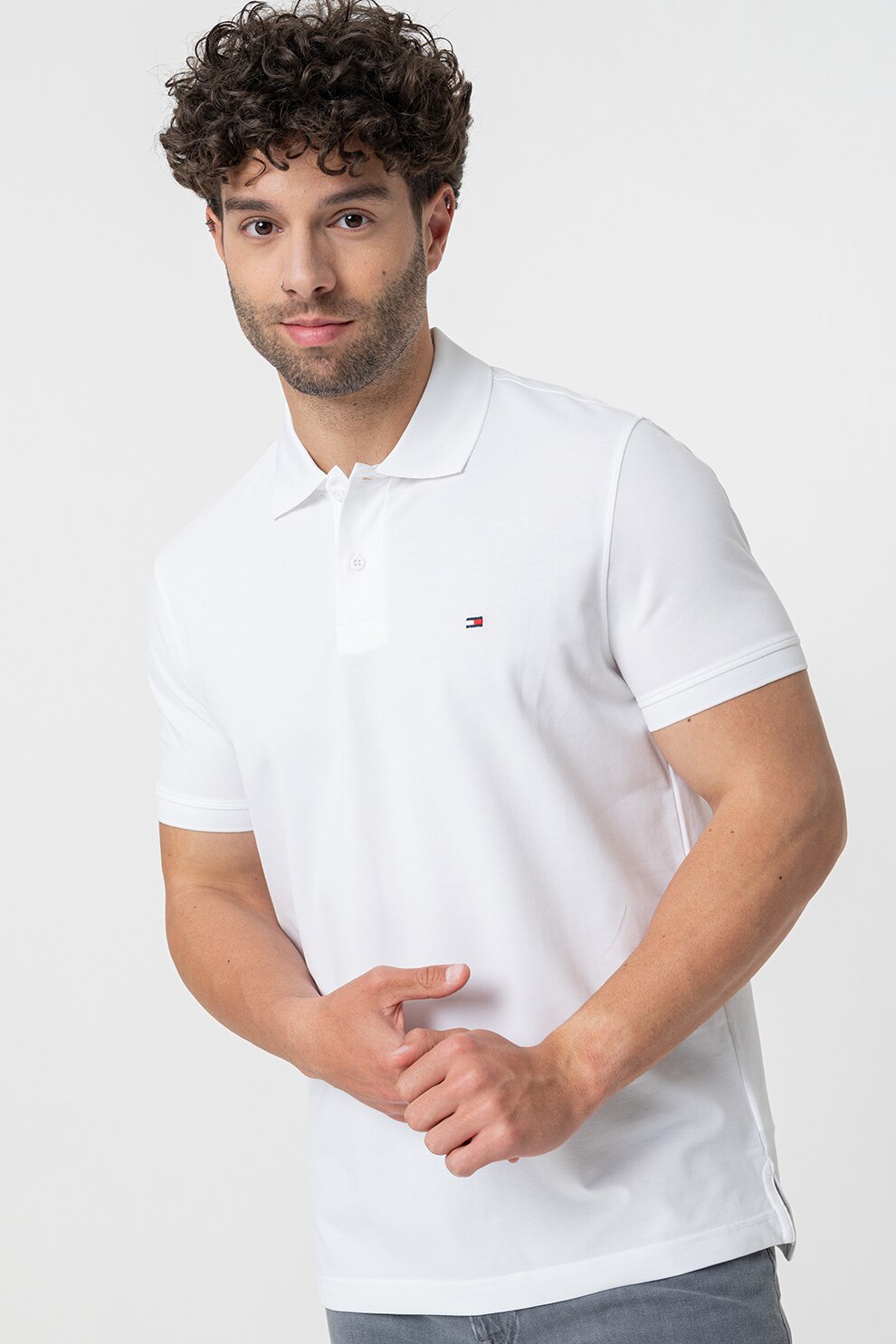 Tommy Hilfiger, Tricou polo regular fit, Alb optic, M