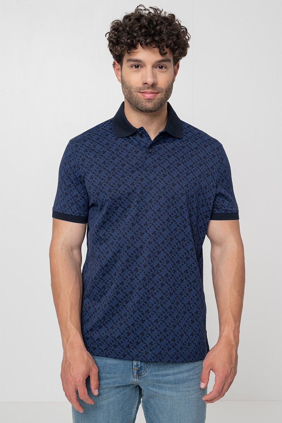 Tommy Hilfiger, Tricou polo regular fit de bumbac, Albastru ultramarin, Albastru royal, S