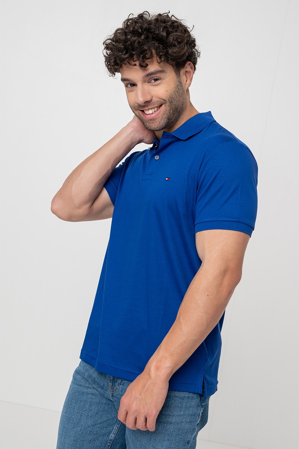 Tommy Hilfiger, Tricou polo de bumbac, Albastru royal, M