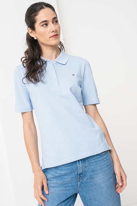 Tommy Hilfiger, Tricou polo regular-fit cu logo discret, Albastru pastel