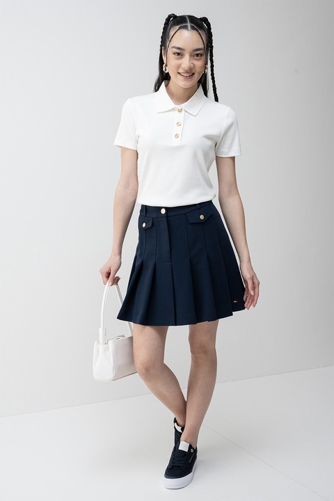 Tommy Hilfiger, Слим тениска с яка, Бял