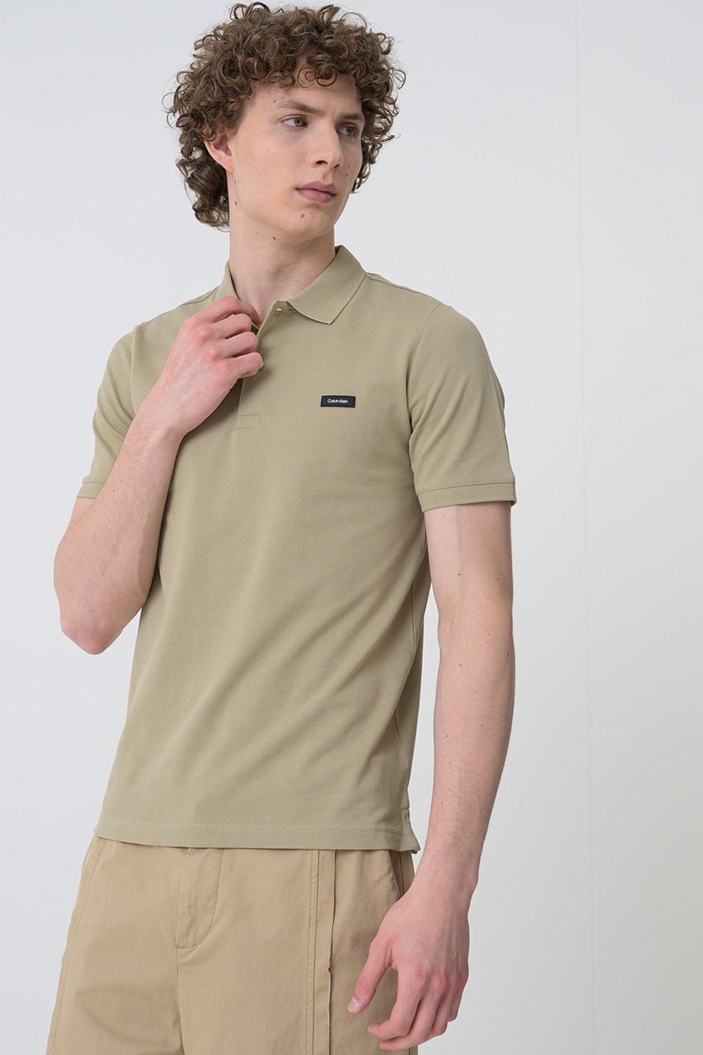 CALVIN KLEIN, Tricou polo slim fit, Verde spranghel, S