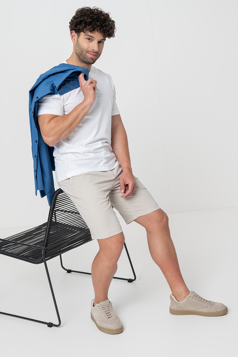 CALVIN KLEIN, Tricou cu decolteu la baza gatului si imprimeu logo, Alb, XL