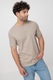 CALVIN KLEIN, Tricou cu decolteu la baza gatului si imprimeu logo, Bej inchis, 2XL