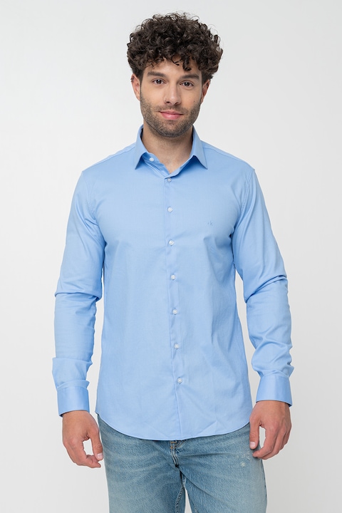 CALVIN KLEIN, Egyszínű szűk fazonú ing, Világoskék, 38