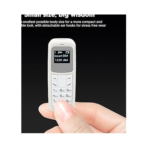 Mini telefon Dual SIM deblocat, ecran de 0, 66 inchi, conexiune Bluetooth, player de muzica, card nano SIM dual, alb