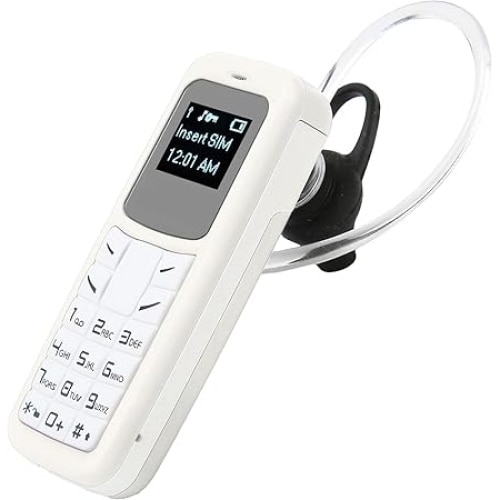 Mini telefon Dual SIM deblocat, ecran de 0, 66 inchi, conexiune Bluetooth, player de muzica, card nano SIM dual, alb