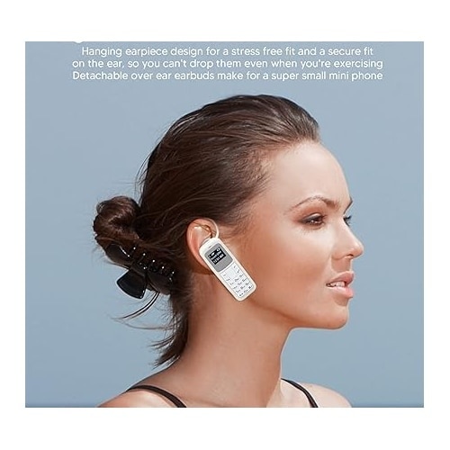 Mini telefon Dual SIM deblocat, ecran de 0, 66 inchi, conexiune Bluetooth, player de muzica, card nano SIM dual, alb