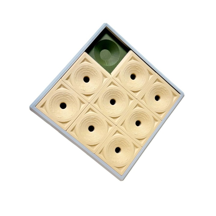 Jucarie interactiva pentru caini si pisici, puzzle inteligent hrana si recompense, 9 zone de hranire, rezistent la zgarieturi, crem/ verde